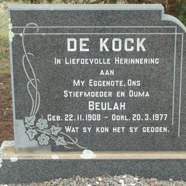 KOCK Beulah, de 1908-1977