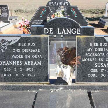 LANGE Johannes Abram 1903-1987 &amp; Susanna 1905-1986