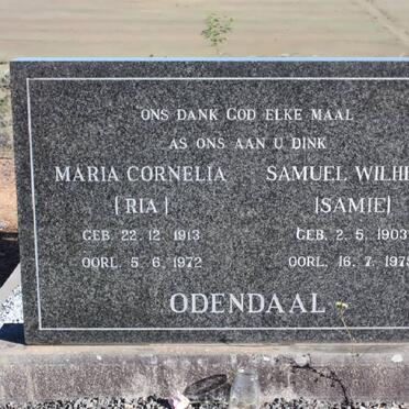 ODENDAAL Samuel Wilhelm 1903-1975 &amp; Maria Cornelia 1913-1972