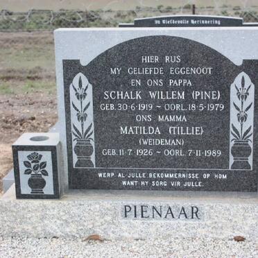 PIENAAR Schalk Willem 1919-1979 &amp; Matilda WEIDEMAN 1926-1989