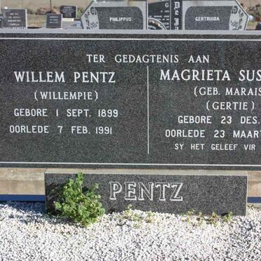 PENTZ Willem 1899-1991 &amp; Magrieta Susanna MARAIS 1901-1987