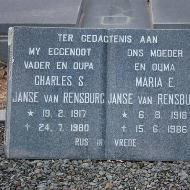RENSBURG Charles S., Janse van 1917-1980 &amp; Maria E. 1918-1986