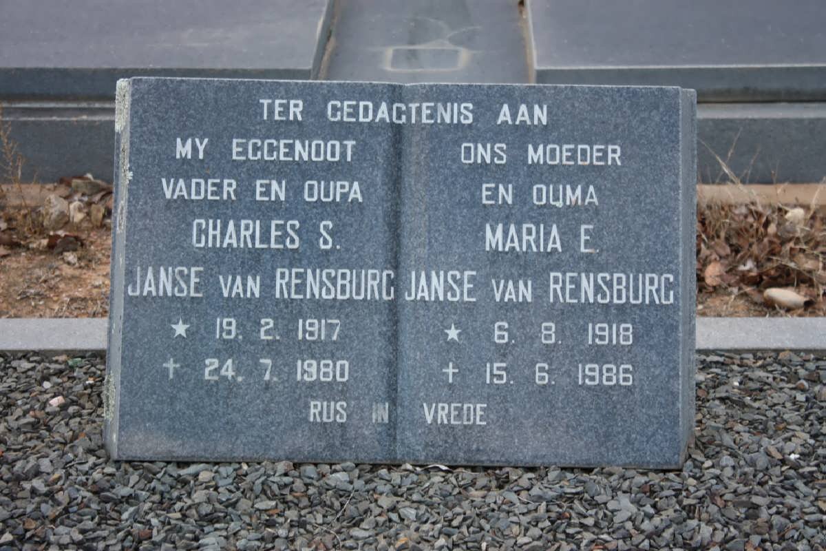 RENSBURG Charles S., Janse van 1917-1980 &amp; Maria E. 1918-1986