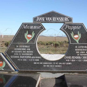 RENSBURG Daniel Hendrik Christoffel, Janse van 1914-2001 &amp; Susanna Barendina FOURIE 1916-1989