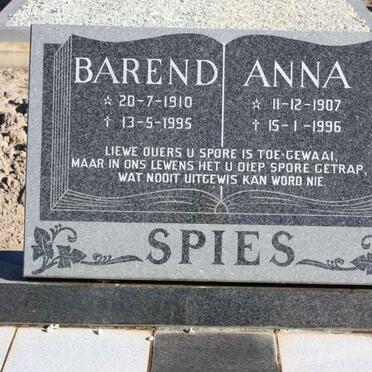 SPIES Barend 1910-1995 &amp; Anna 1907-1996