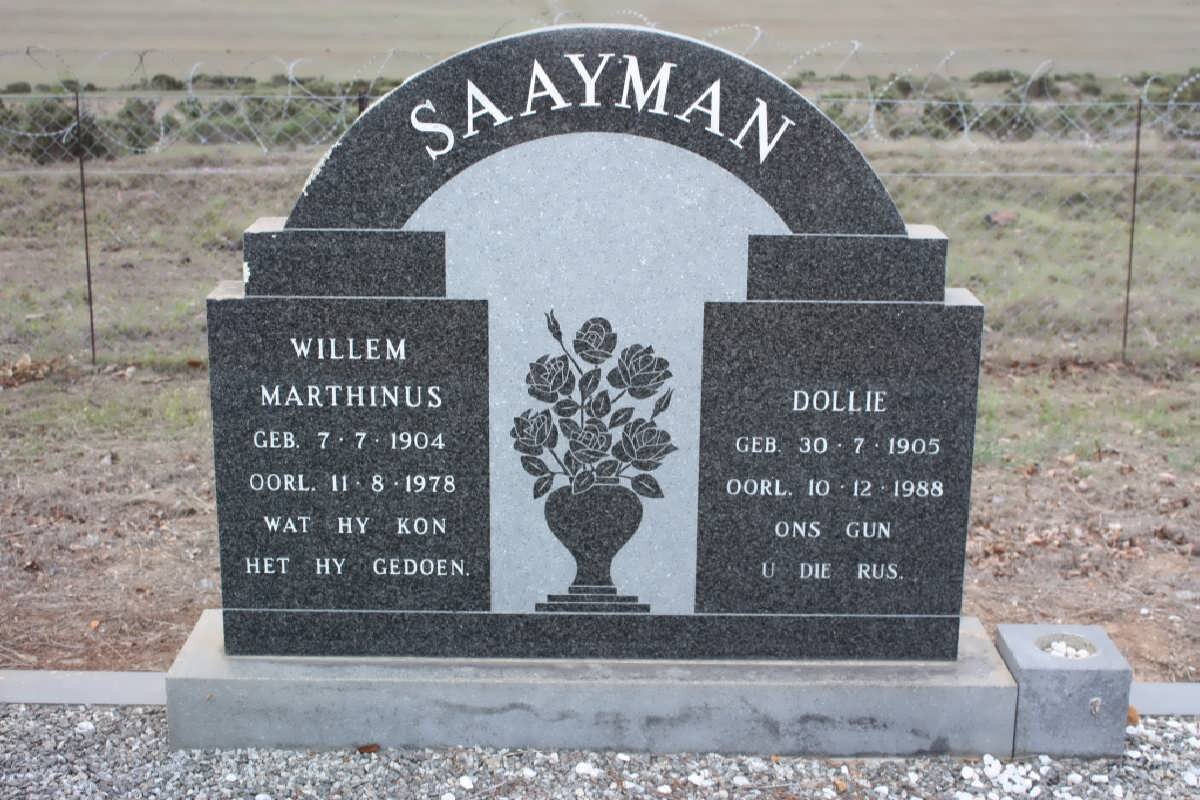 SAAYMAN Willem Marthinus 1904-1978 &amp; Dollie 1905-1988