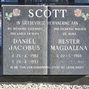 SCOTT Daniël Jacobus 1902-1993 &amp; Hester Magdalena 1908-2001