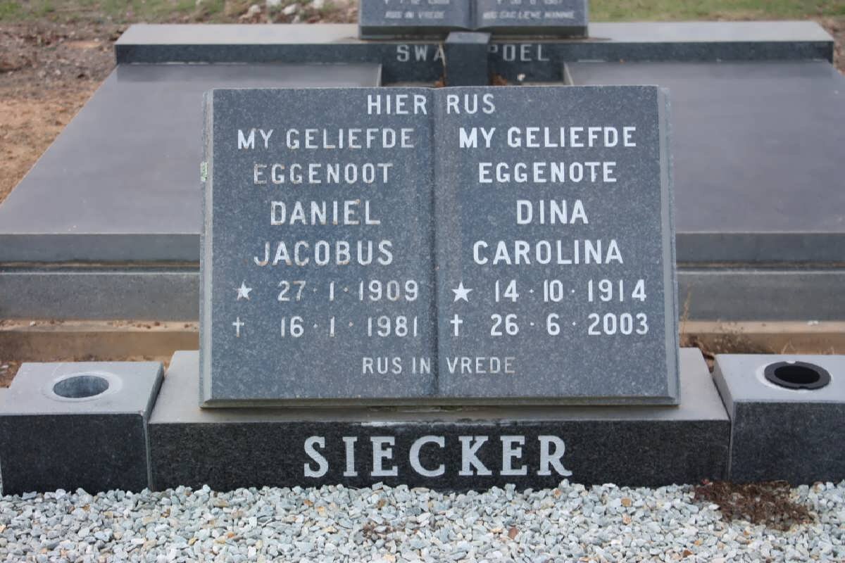 SIECKER Daniel Jacobus 1909-1981 &amp; Dina Carolina 1914-2003