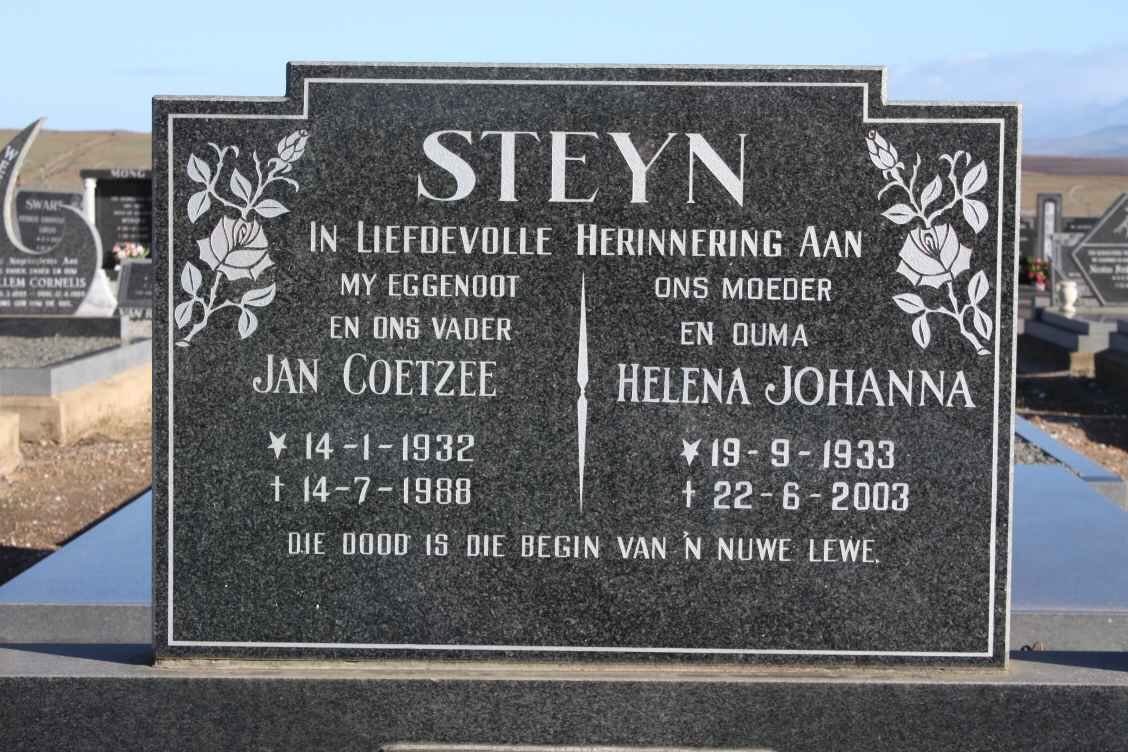 STEYN Jan Coetzee 1932-1988 &amp; Helena Johanna 1933-2003