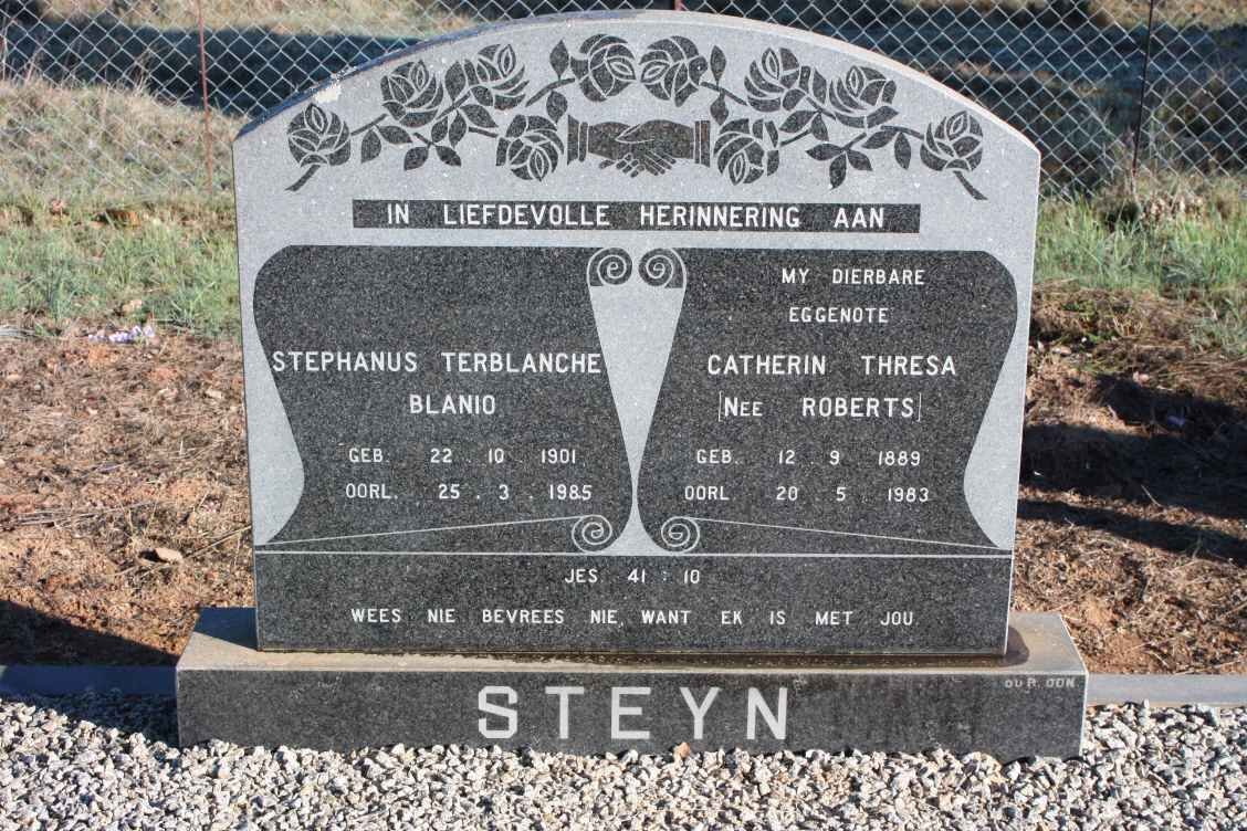 STEYN Stephanus Terblanche Blanio 1901-1985 &amp; Catherin Thresa ROBERTS 1889-1983