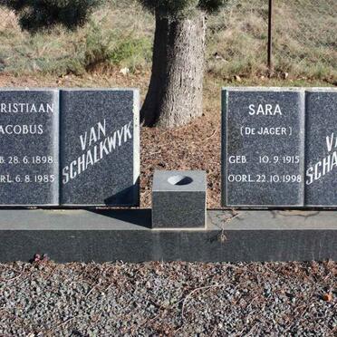 SCHALKWYK Christiaan Jacobus, van 1898-1985 &amp; Sara DE JAGER 1915-1998