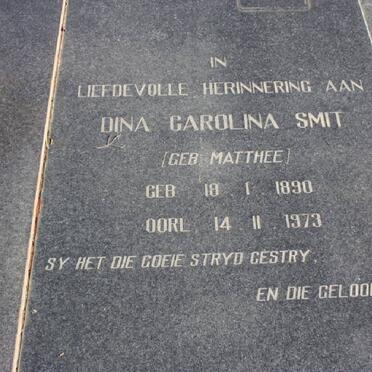 SMIT Dina Carolina nee MATTHEE 1890-1973