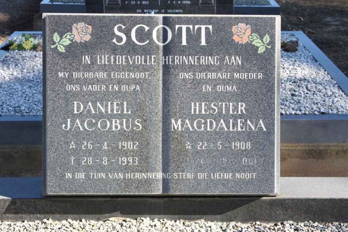 SCOTT Daniël Jacobus 1902-1993 &amp; Hester Magdalena 1908-2001