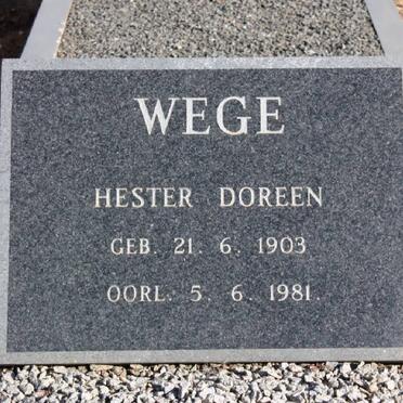 WEGE Hester Doreen 1903-1981