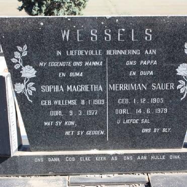 WESSELS Merriman Sauer 1905-1979 &amp; Sophia Magrietha WILLIEMSE 1909-1977