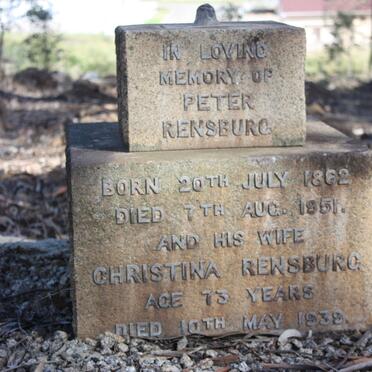 RENSBURG Peter 1862-1951 &amp; Christina ?-1938