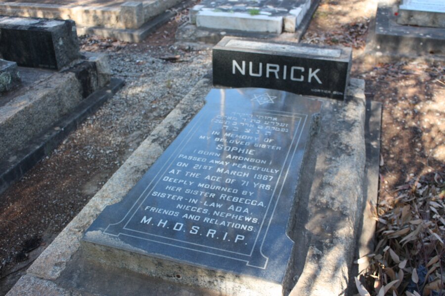 NURICK Sophie nee ARONSON  -1967 