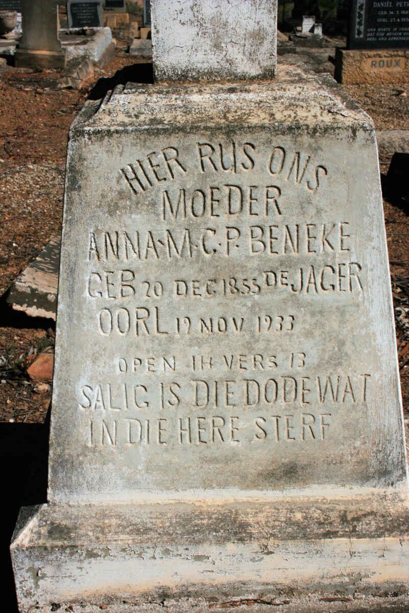 BENEKE Anna M.C.P. neé DE JAGER 1853-1933