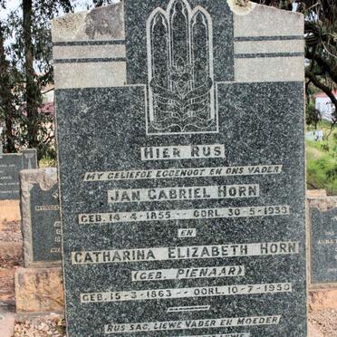 HORNE Jan Gabriel 1855-1939 &amp; Catharina Elizabeth PIENAAR 1863-1950