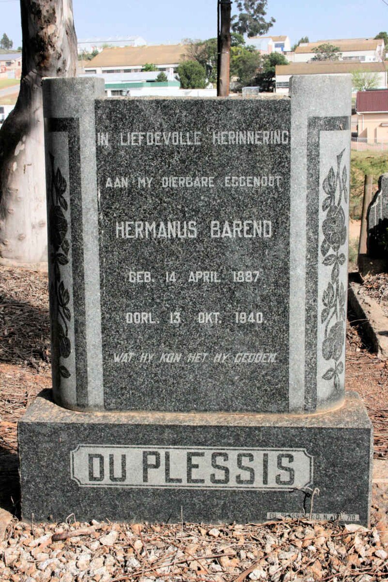 PLESSIS Hermanus Barend, du 1887-1940