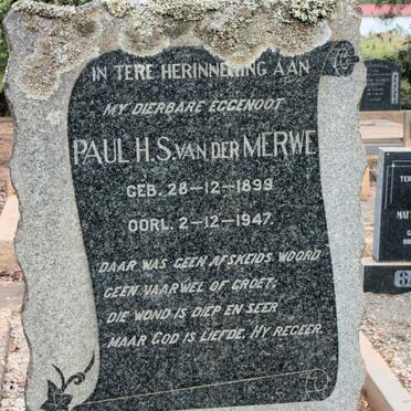 MERWE Paul H.S., van der 1899-1947