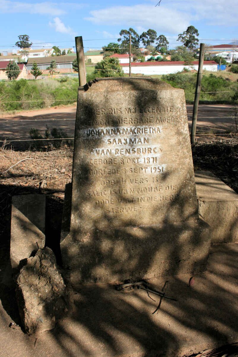 SAAYMAN Johanna Magrietha neé VAN RENSBURG 1871-19?1