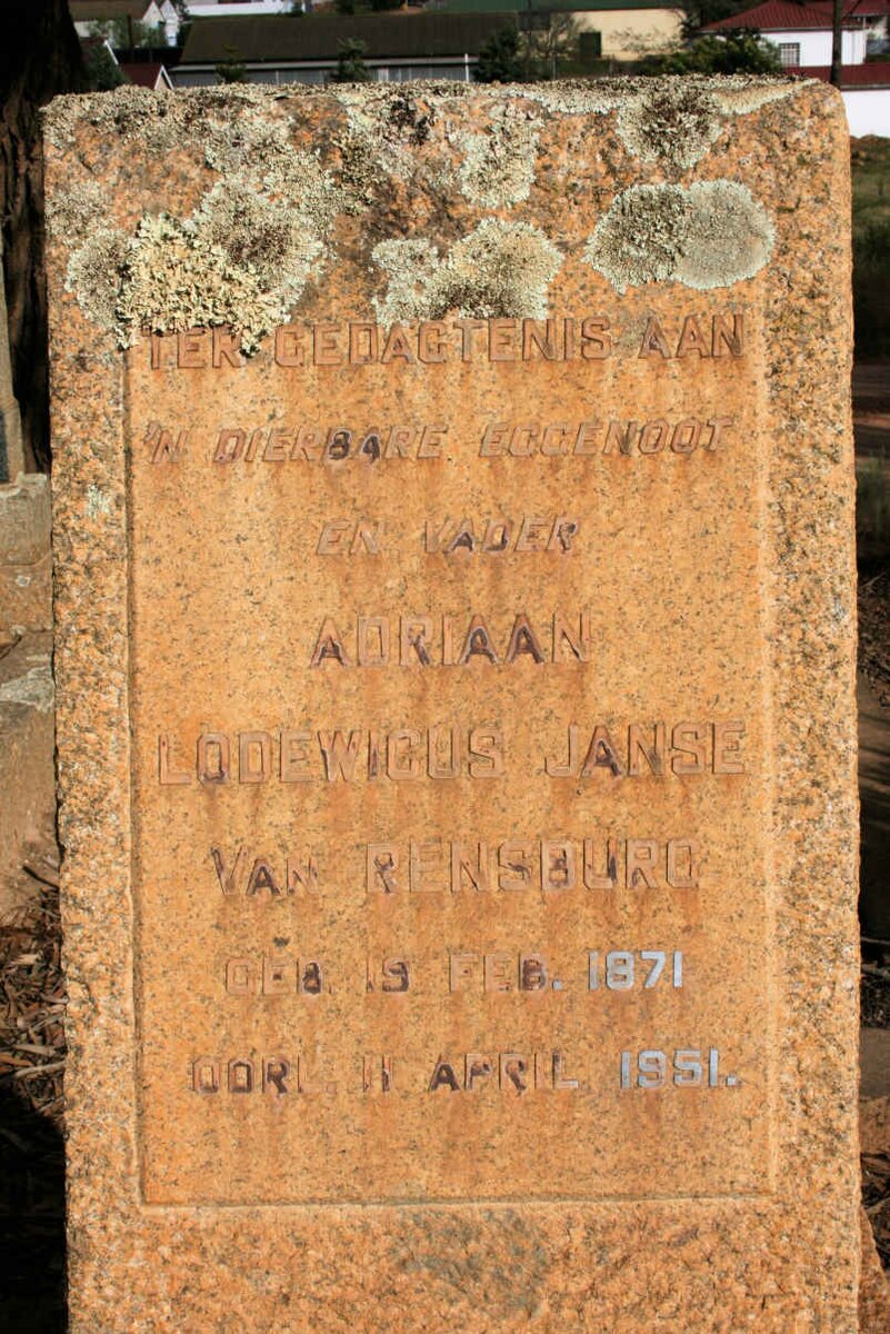 RENSBURG Adriaan Lodewikus, Janse van 1871-1951