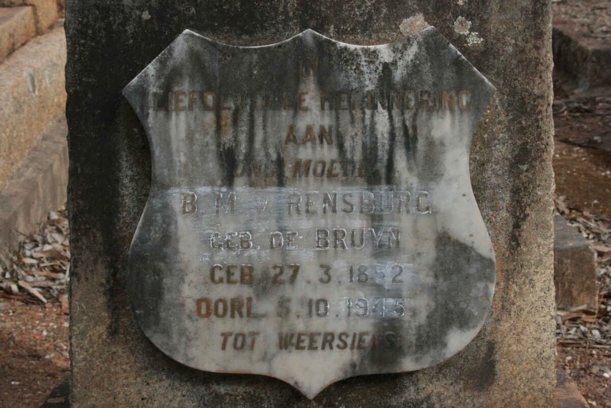 RENSBURG B.M., van neé DE BRUYN 1852-1945