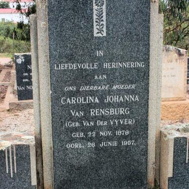 RENSBURG Carolina Johanna neé VAN DER VYVER 1878-1957