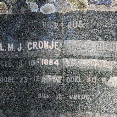 CRONJE L.M.J. 1884-1952 &amp; F.J.E. VOLSCHENK 1888-1966