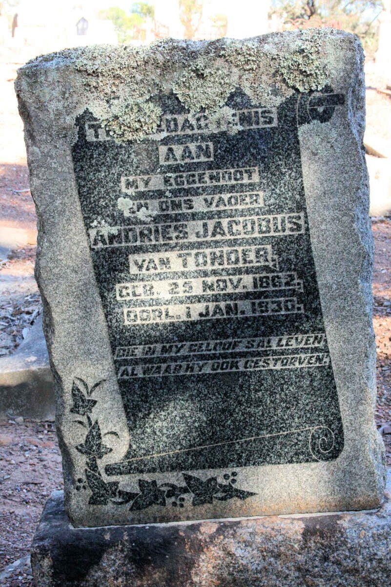 TONDER Andries Jacobus, van 1862-1930