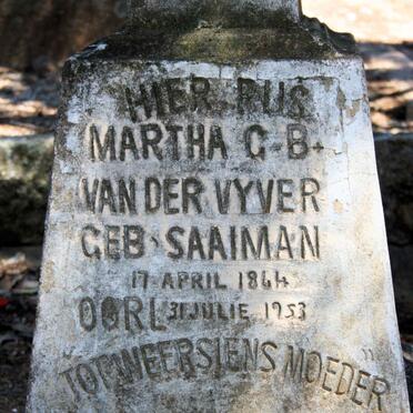 VYVER Martha G.B., van der neé SAAYMAN 1864-1953