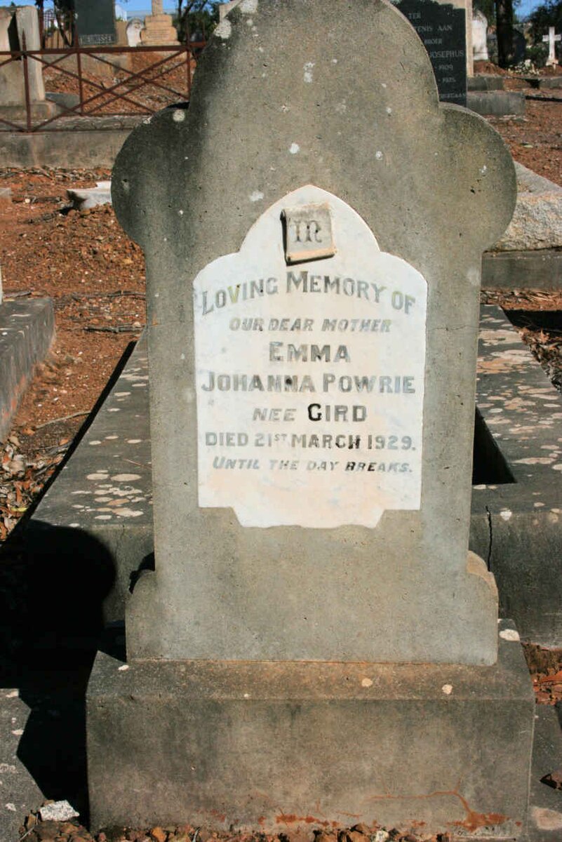 POWRIE Emma Johanna neé GIRD -1929
