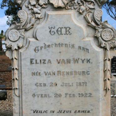 WYK Eliza, van neé VAN RENSBURG 1871-1922