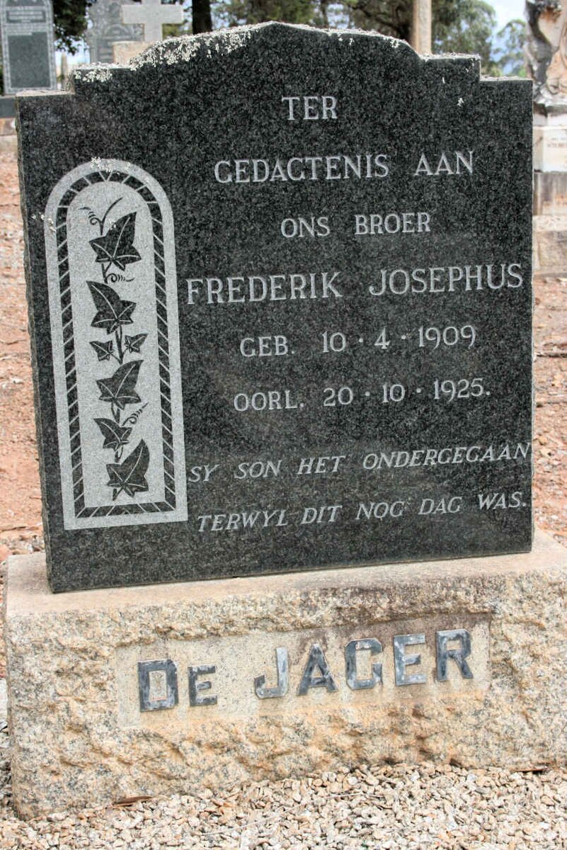 JAGER Frederik Josephus, de 1909-1925
