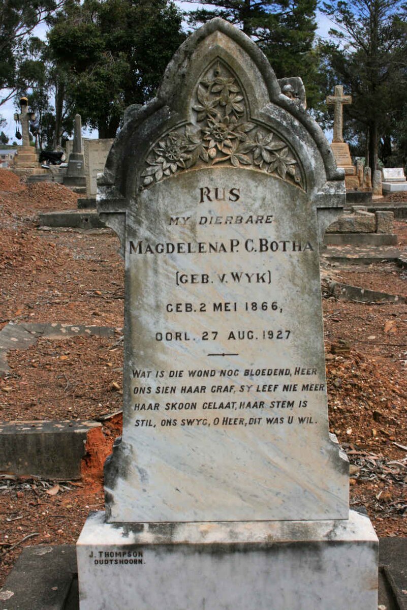 BOTHA Magdelena P.C. neé VAN WYK 1866-1927