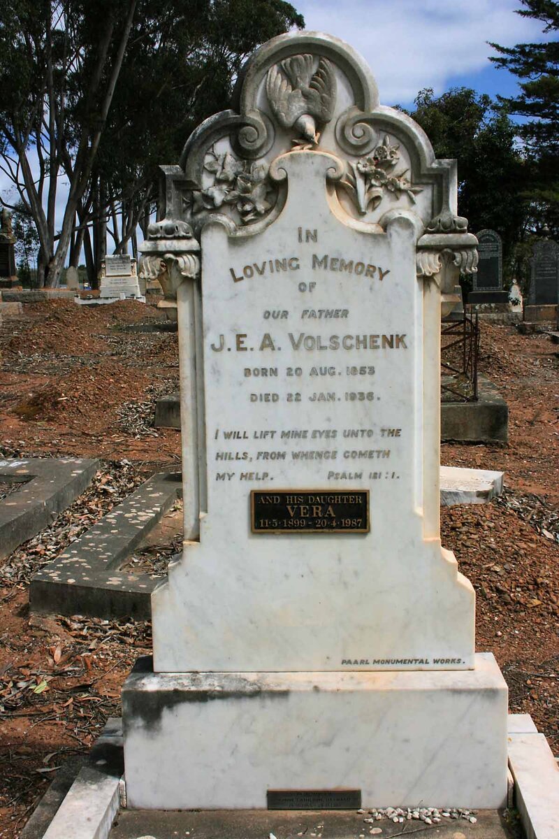 VOLSCHENK J.E.A. 1853-1936 :: VOLSCHENK Vera 1899-1987 :: HAYWARD Lynne Catherine 1965-1987
