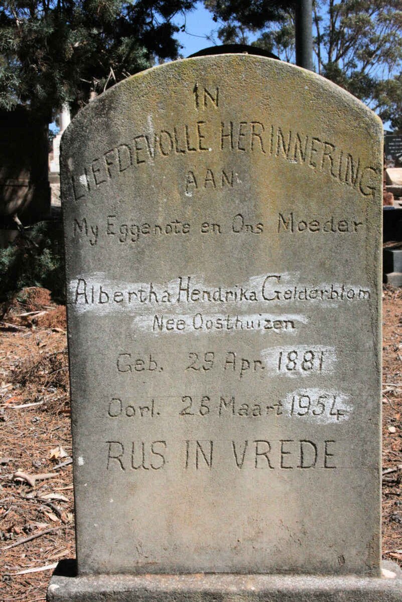 GELDERBLOM Albertha Hendrika neé OOSTHUIZEN 1881-1954