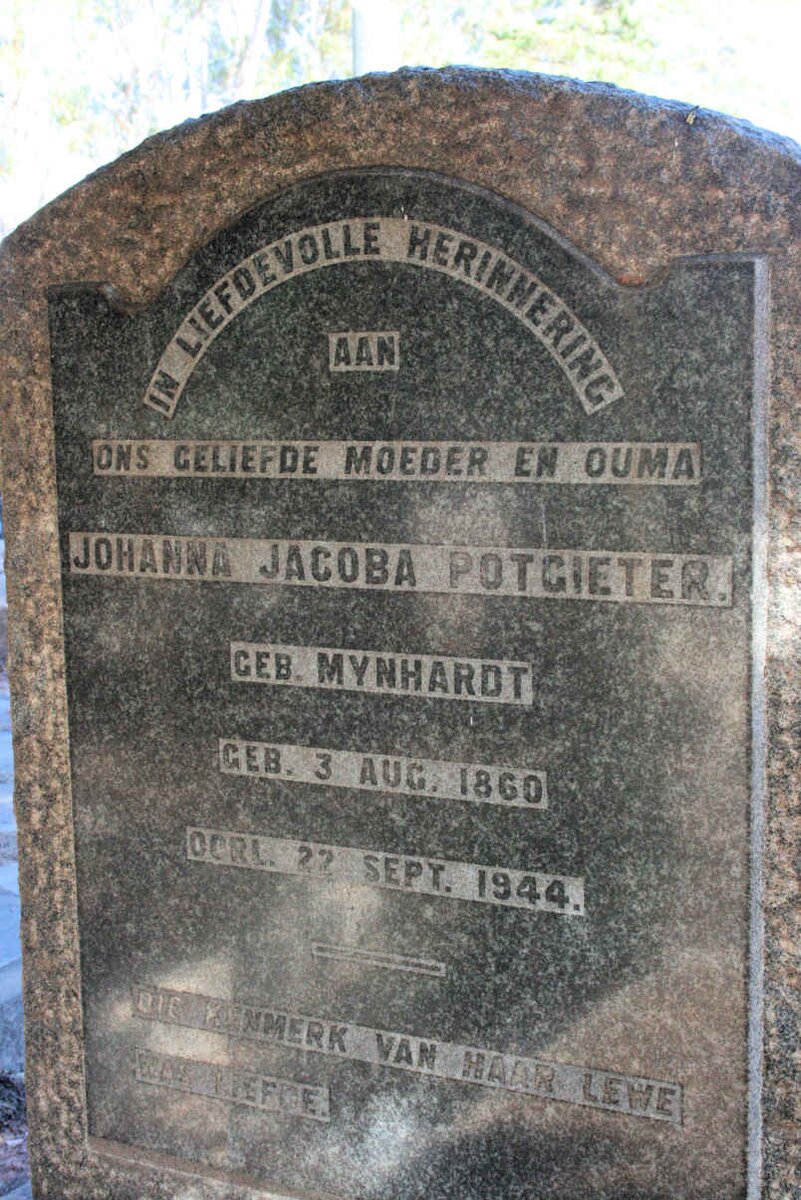 POTGIETER Johanna Jacoba neé MYNHARDT 1860-1944