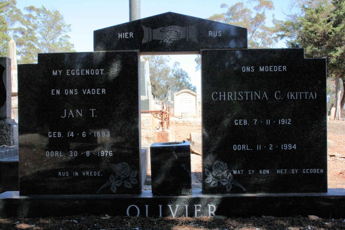 OLIVIER Jan T. 1893-1976 &amp; Christina C. 1912-1994