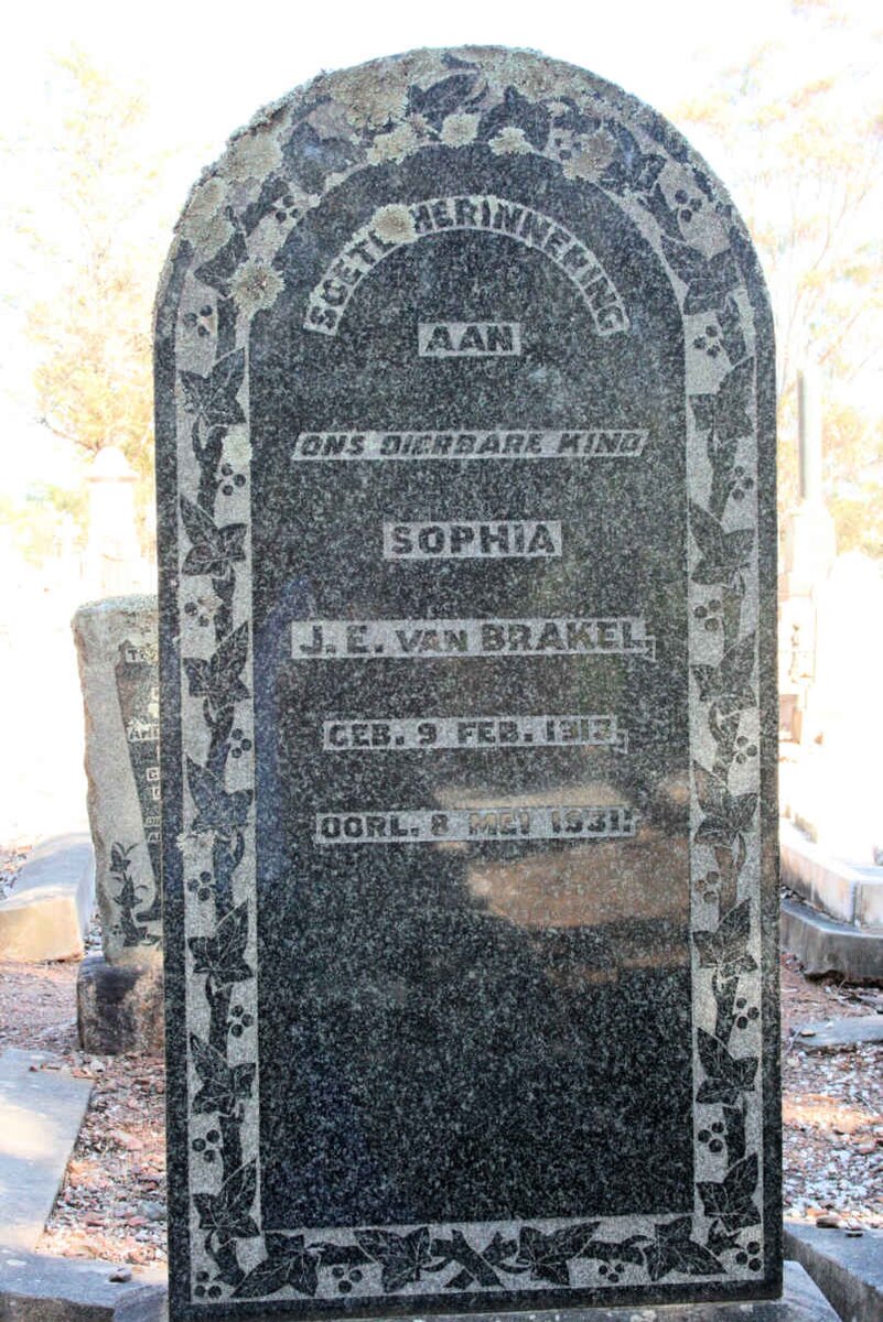 BRAKEL Sophia J.E., van 1913-1931