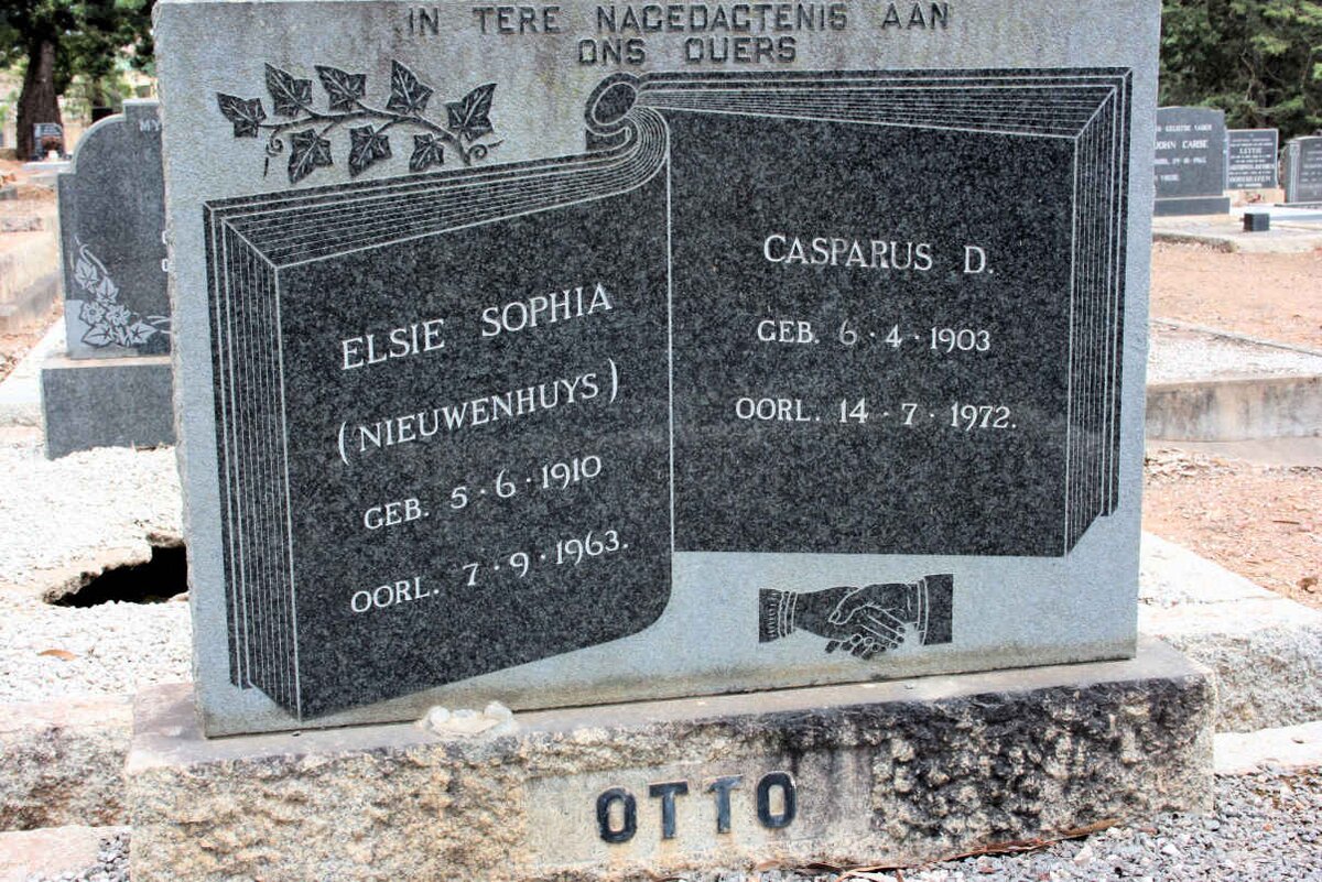 OTTO Casparus D. 1903-1972 &amp; Elsie Sophia NIEUWENHUYS 1910-1963