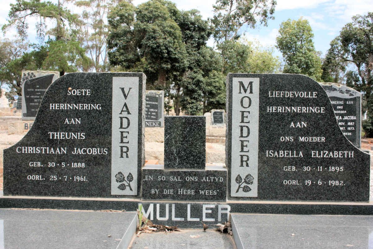 MULLER Theunis Christiaan Jacobus 1888-1961 &amp; Isabella Elizabeth 1895-1982