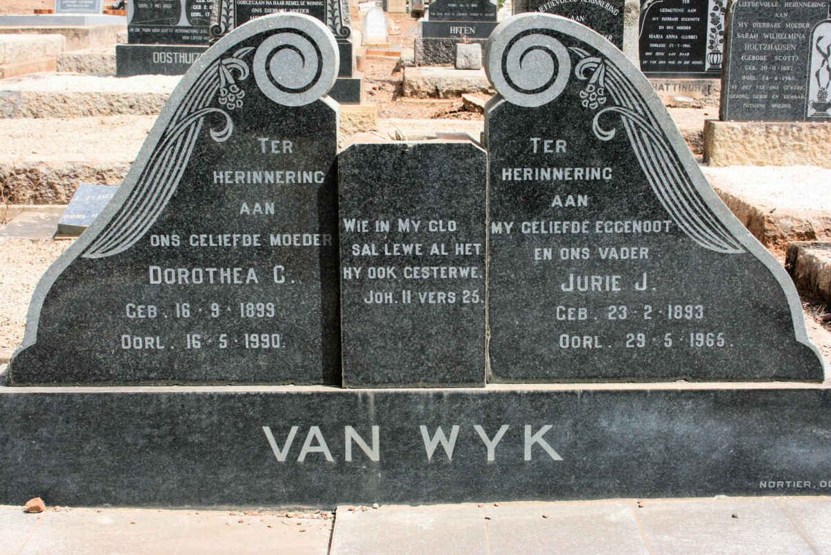 WYK Jurie W., van 1893-1965 &amp; Dorothea C. 1899-1990
