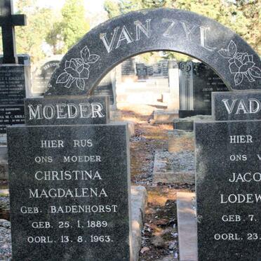 ZYL Jacobus Lodewicus, van 1877-1964 &amp; Christina Magdalena BADENHORST 1889-1963