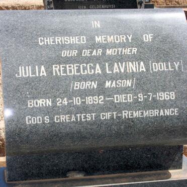 WYK Julia Rebecca Lavinia, van neé MASON 1892-1968