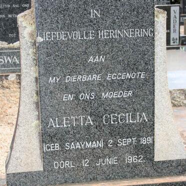 CRONJE Aletta Cecilia SAAYMAN 1891-1962