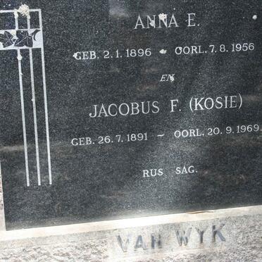 WYK Jacobus F., van 1891-1969 &amp; Anna E. 1896-1956