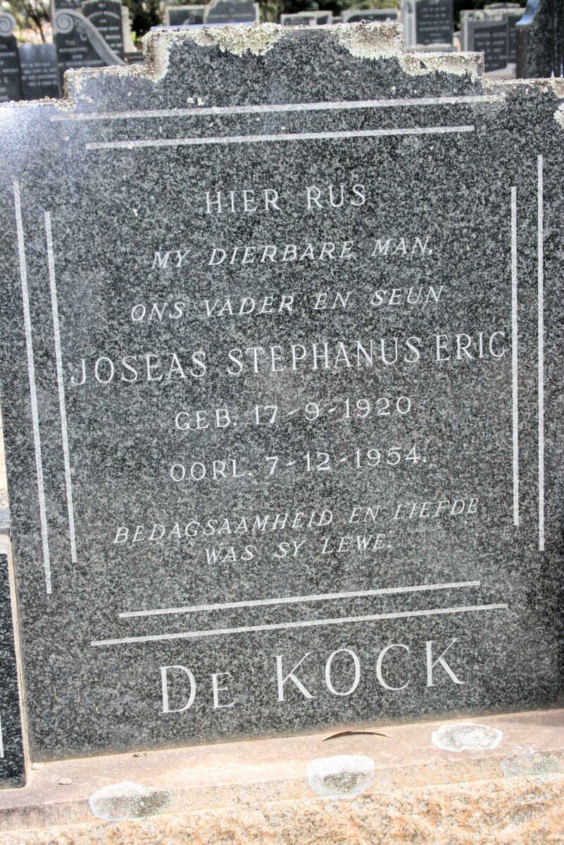 KOCK Joseas Stephanus Eric, de 1920-1954