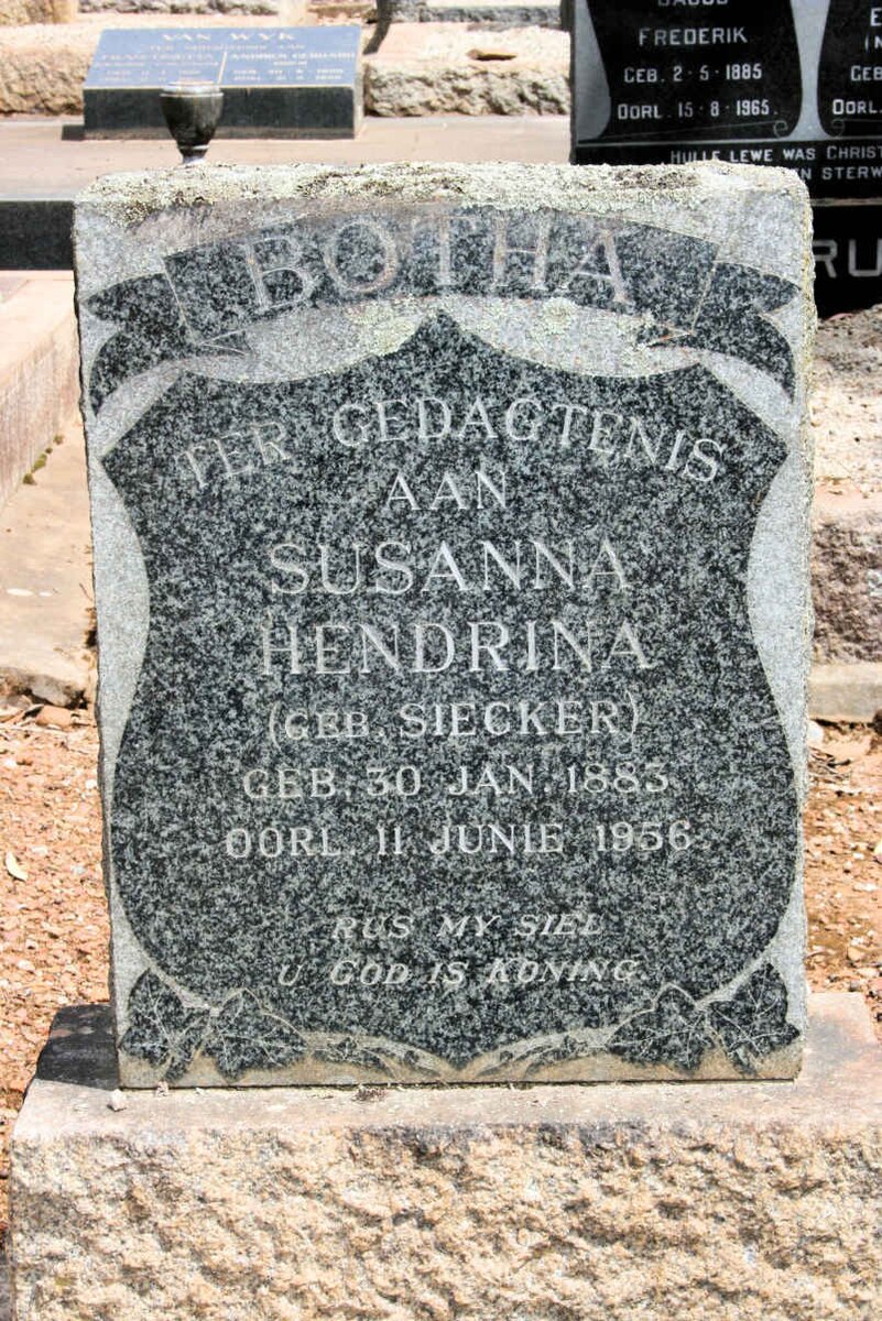 BOTHA Susanna Hendrina neé SIECKER 1883-1956